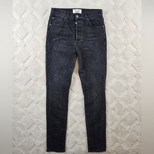 Reformation Serena High Rise Skinny Jeans Womens 27 Black Denim Button Fly